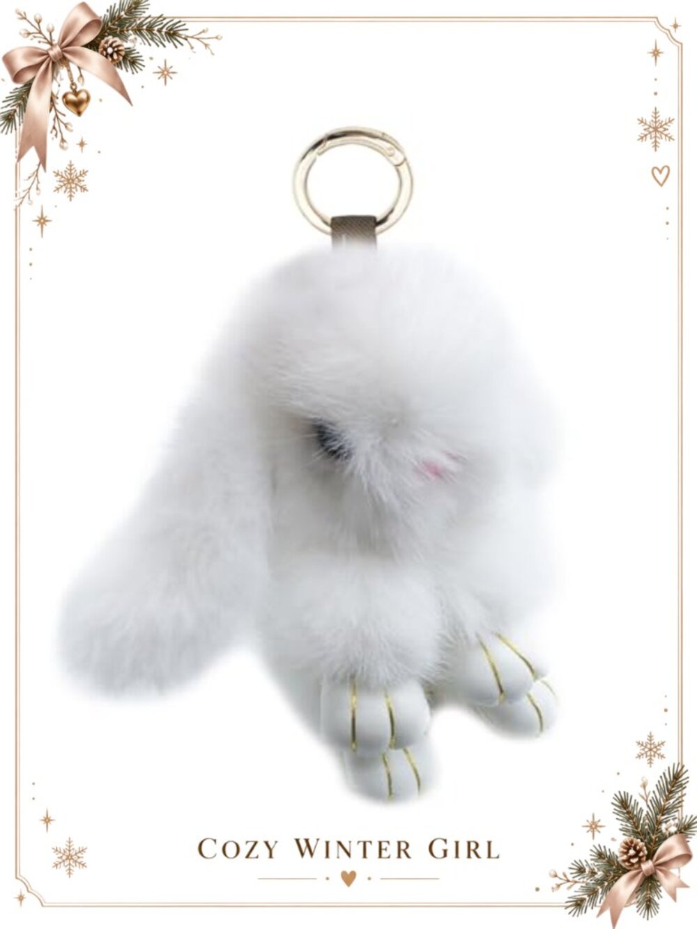 Bunny Keychain Soft Faux Mink Fur Mini Rabbit 4.7in Car Handbag Keyring